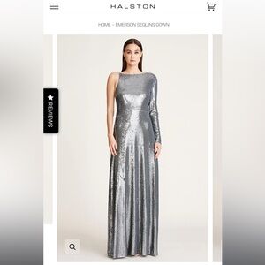 Halston Emerson Sequins Gown. Steel blue. Size 10. NWT.